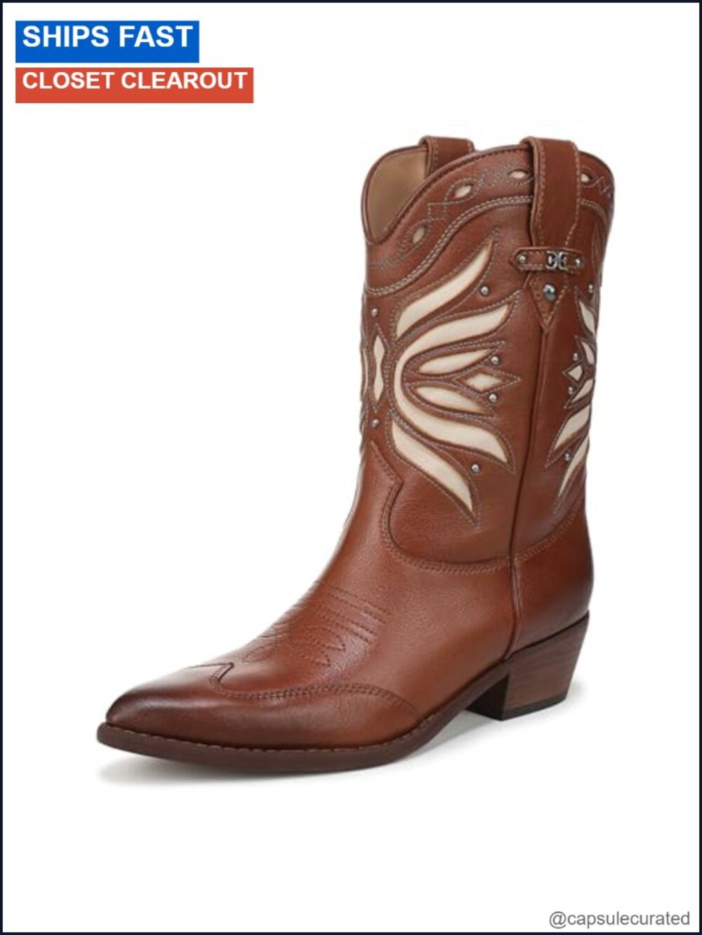 Sam Edelman Rylin Western Boots Pull-On Heeled Ankle Boots